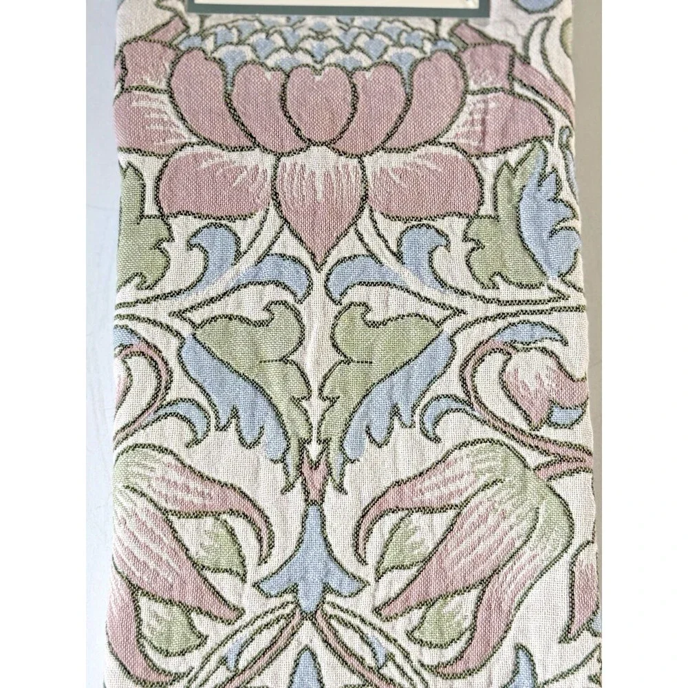 Morris & Co Kitchen Dish Towels Set of 2 Lodden 100% Cotton Fringe Pink Blue